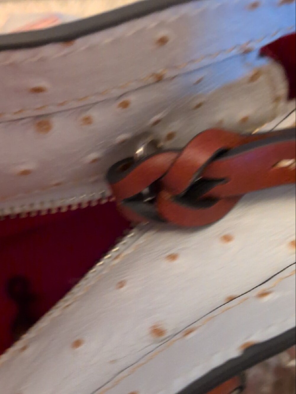 Dooney & Bourke White Ostrich-Embossed Tote with Tan Straps Dust Bag  Included! - Picture 8 of 16